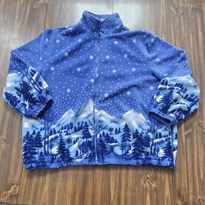 Blair Blue Snowy Scene Fleece Jacket